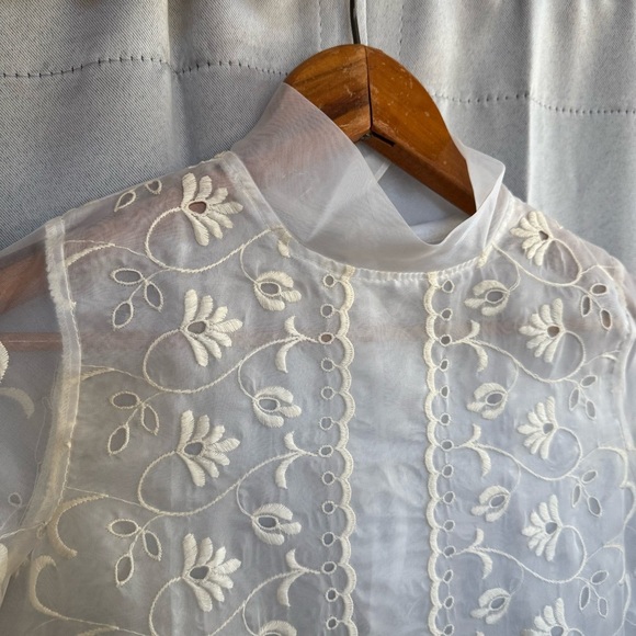 Vtg Handmade Sheer Girl Dress Delicate Details High Neck A Line See Measurements - Picture 4 of 7